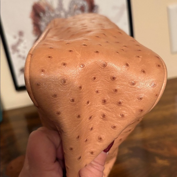 Dooney & Bourke Ostrich-Embossed Tan Shoulder Bag - Picture 3 of 8